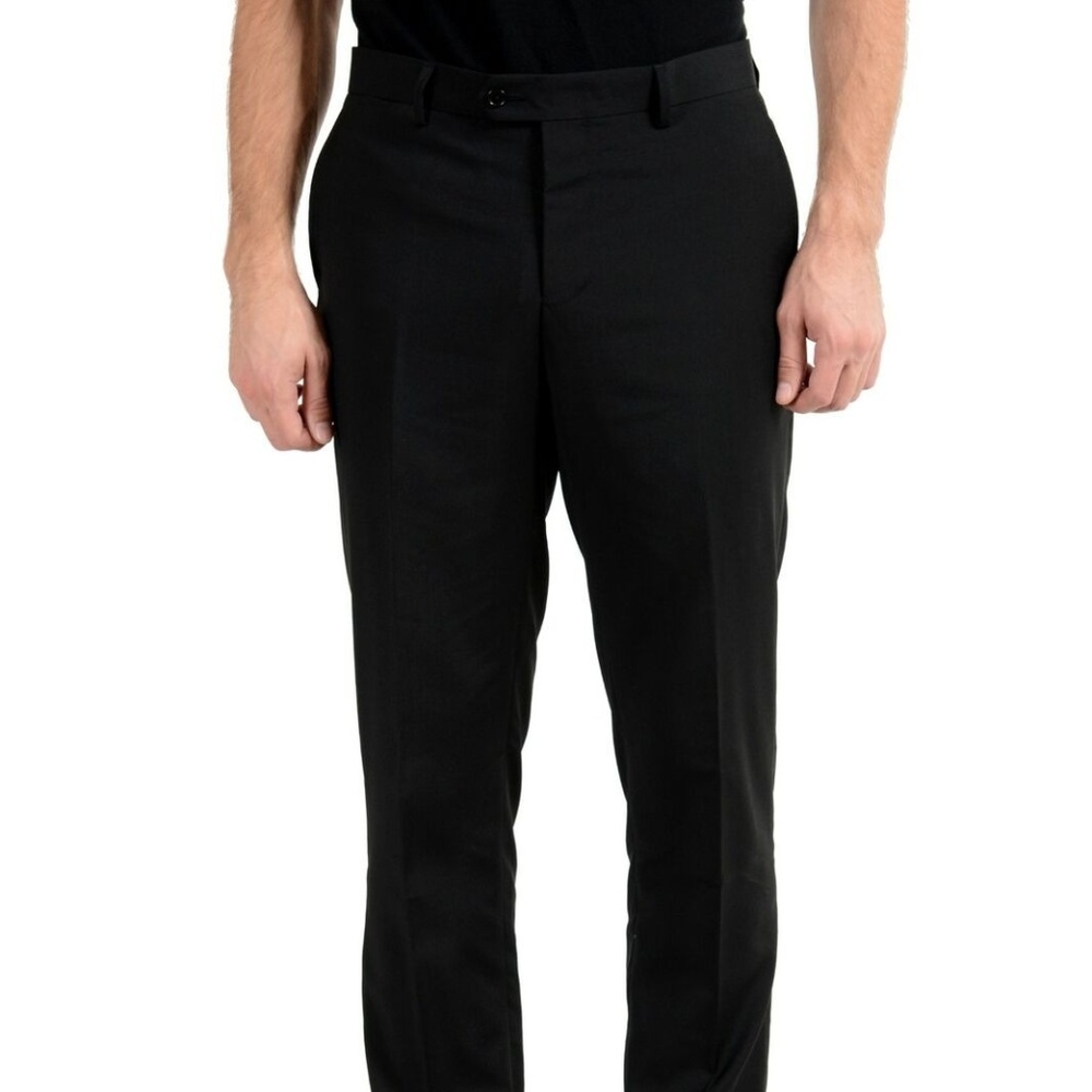 Roberto Cavalli Men's 100% Wool Black Dress Pants
